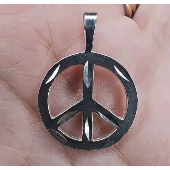 Silver 925 Peace Symbol Peace Sign Pendant Charm - Picture 5 of 6